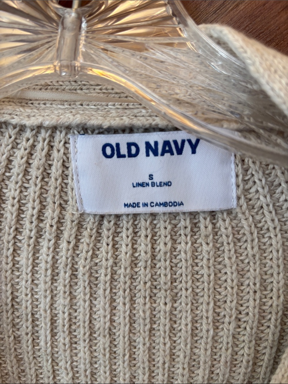 Old Navy Neutral Beige Ribbed Button-Front Cardigan - Picture 2 of 5